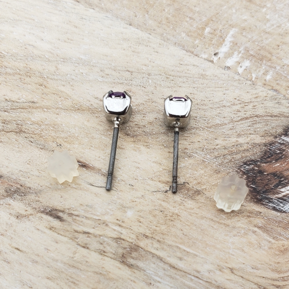 Elegant Purple, Pink, And Clear Stud Earrings - Picture 13 of 15
